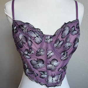 Embroidered Smokey Lavender Butterfly Corset